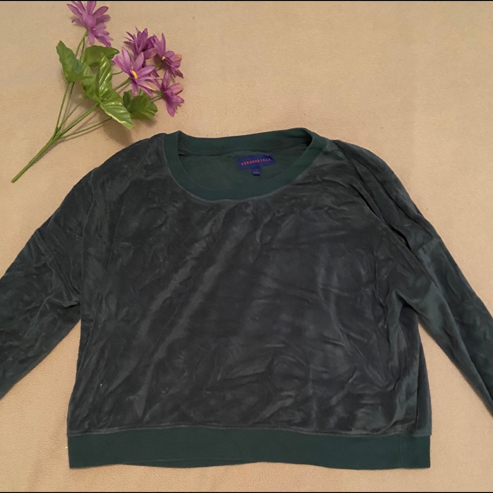 v i n t a g e aeropostale large green fuzzy top